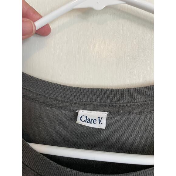 Clare V. Charlotte Ruffle t-Shirt Dress Faded Black gray short sleeve cotton M - Picture 8 of 10